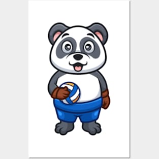 Panda Volleyball Player Cartoon Posters and Art